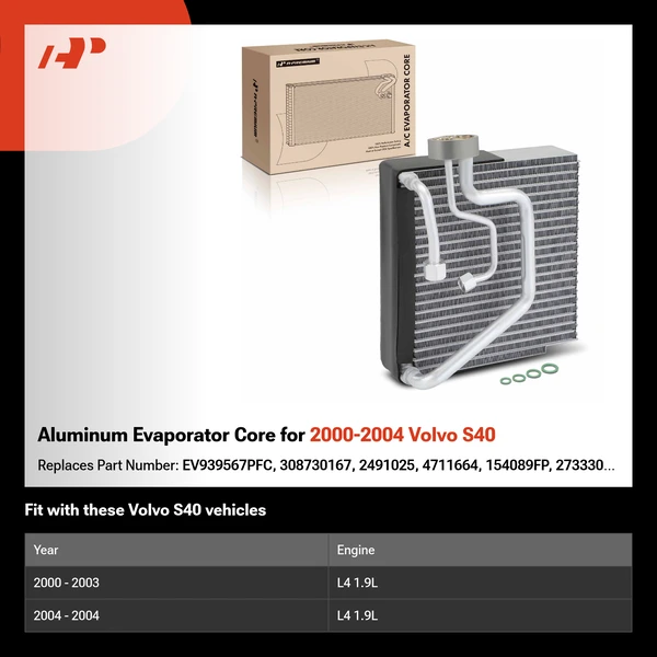 Aluminum Evaporator Core for 2000-2004 Volvo S40