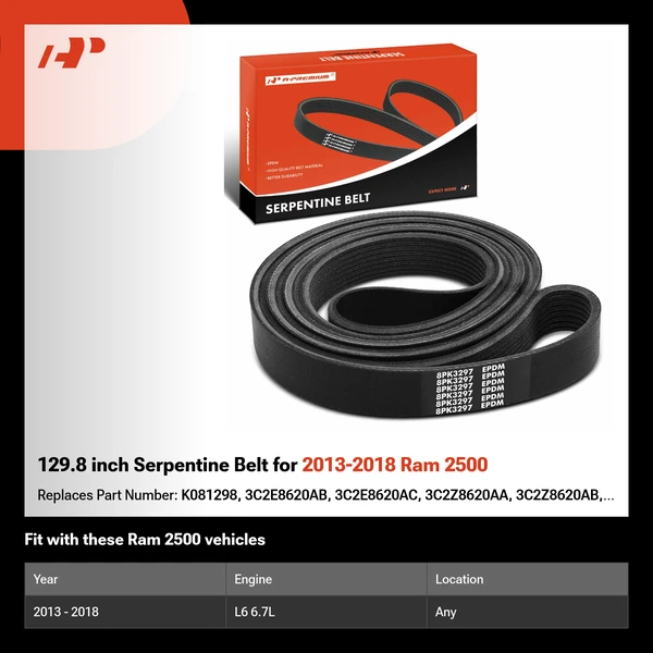 129.8 inch Serpentine Belt for 2013-2018 Ram 2500