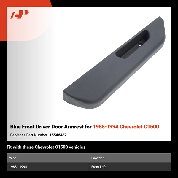 Blue Front Driver Door Armrest for 1988-1994 Chevrolet C1500