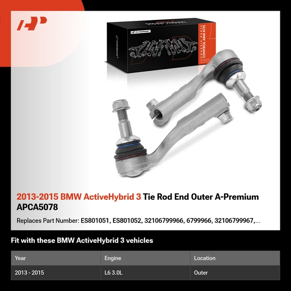 2013-2015 BMW ActiveHybrid 3 Tie Rod End Outer A-Premium APCA5078