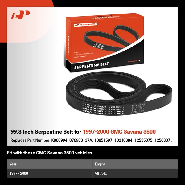 99.3 Inch Serpentine Belt for 1997-2000 GMC Savana 3500