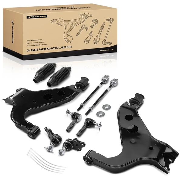 A Set of 10 Control Arm Ball Joint and Tie Rod End Kit Front Side A-Premium APCA3314