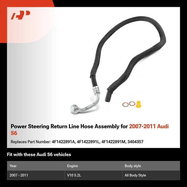 Power Steering Return Line Hose Assembly for 2007-2011 Audi S6