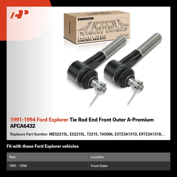 1991-1994 Ford Explorer Tie Rod End Front Outer A-Premium APCA6432