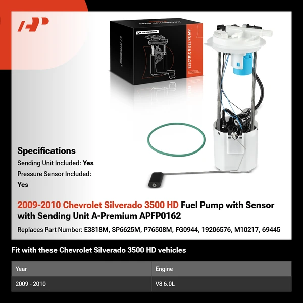 2009-2010 Chevrolet Silverado 3500 HD Fuel Pump with Sensor with Sending Unit A-Premium APFP0162