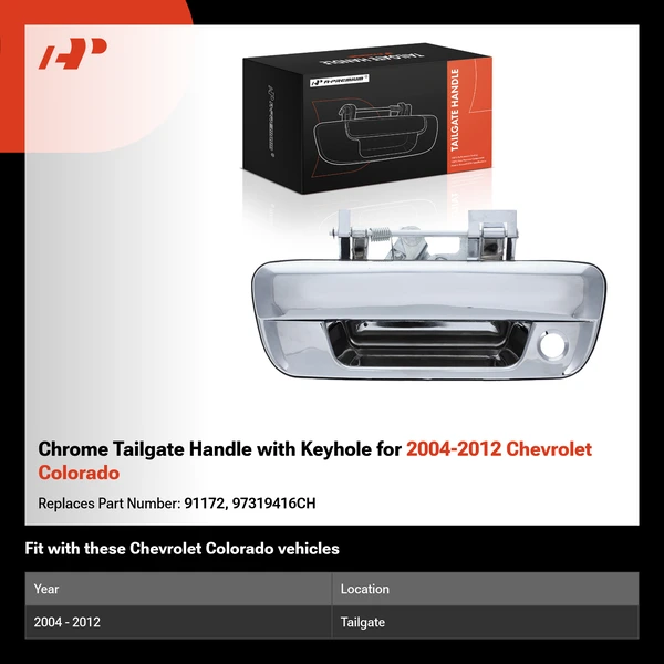 Chrome Tailgate Handle with Keyhole for 2004-2012 Chevrolet Colorado