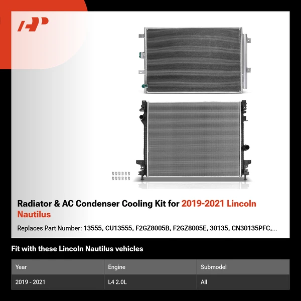 Radiator & AC Condenser Cooling Kit for 2019-2021 Lincoln Nautilus