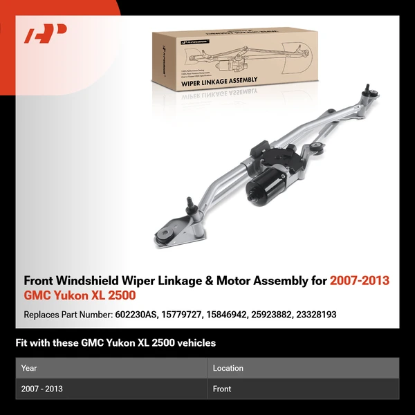 Front Windshield Wiper Linkage & Motor Assembly for 2007-2013 GMC Yukon XL 2500
