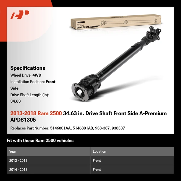 2013-2018 Ram 2500 34.63 in. Drive Shaft Front Side A-Premium APDS1305