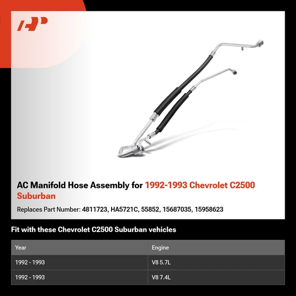 AC Manifold Hose Assembly for 1992-1993 Chevrolet C2500 Suburban