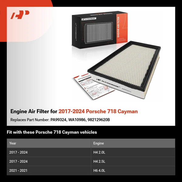 Engine Air Filter for 2017-2024 Porsche 718 Cayman