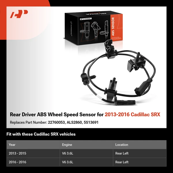 Rear Driver ABS Wheel Speed Sensor for 2013-2016 Cadillac SRX