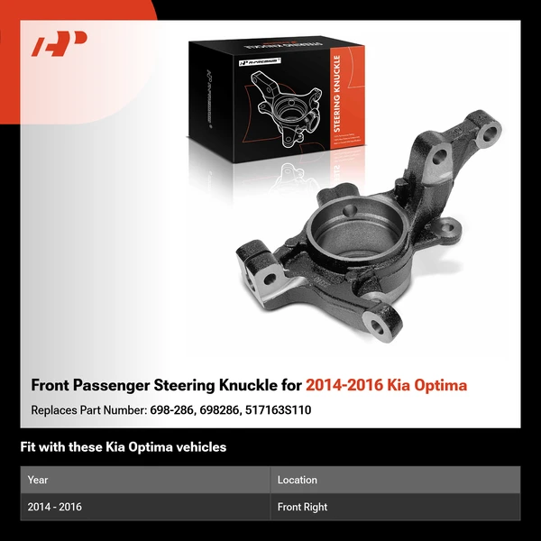 Front Passenger Steering Knuckle for 2014-2016 Kia Optima