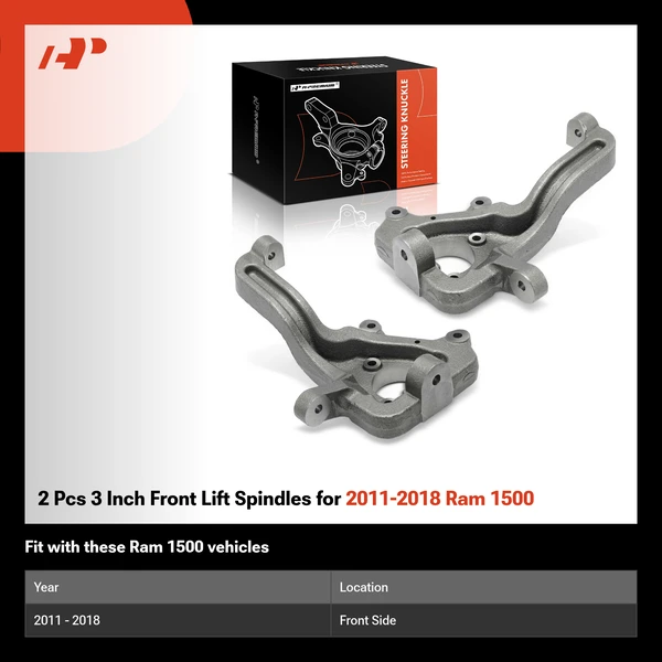 2 Pcs 3 Inch Front Lift Spindles for 2011-2018 Ram 1500