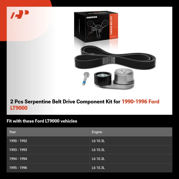 2 Pcs Serpentine Belt Drive Component Kit for 1990-1996 Ford LT9000