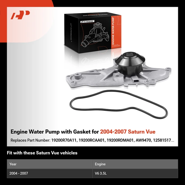 Engine Water Pump with Gasket for 2004-2007 Saturn Vue