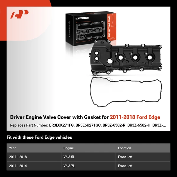 Driver Engine Valve Cover with Gasket for 2011-2018 Ford Edge