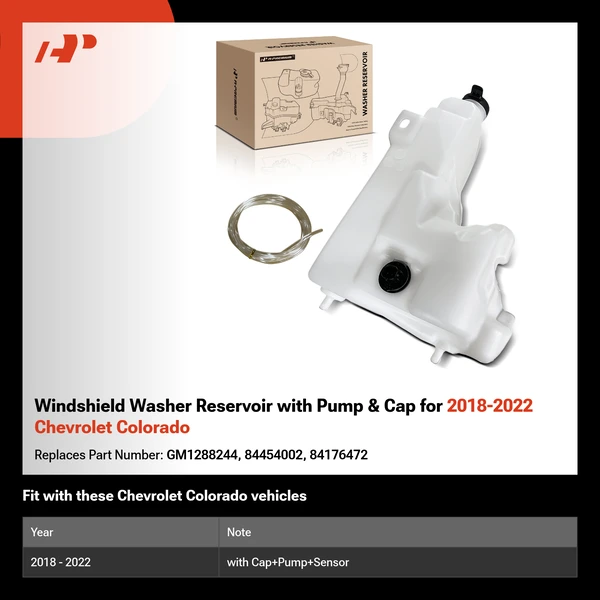 Windshield Washer Reservoir with Pump & Cap for 2018-2022 Chevrolet Colorado