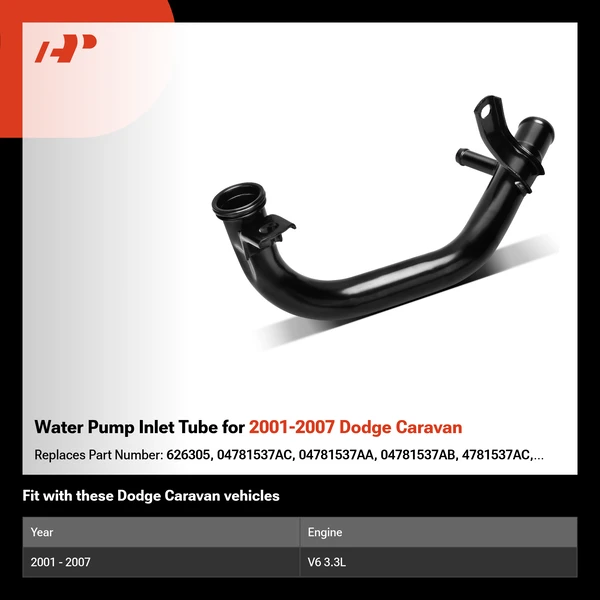 Water Pump Inlet Tube for 2001-2007 Dodge Caravan