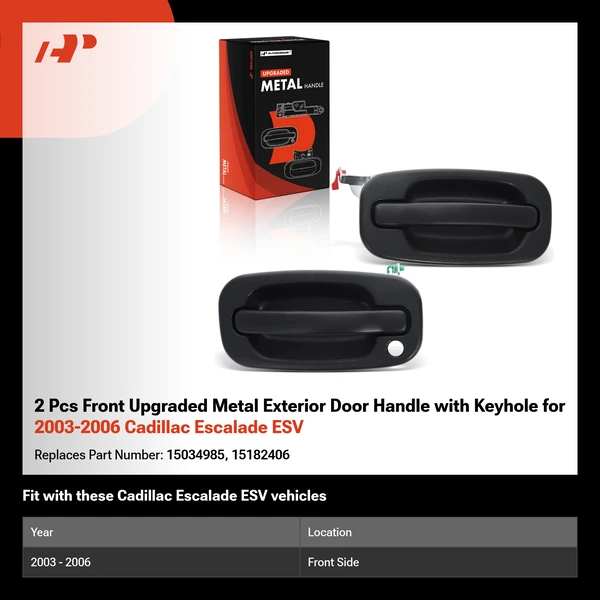 2 Pcs Front Upgraded Metal Exterior Door Handle with Keyhole for 2003-2006 Cadillac Escalade ESV
