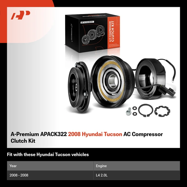 A-Premium APACK322 2008 Hyundai Tucson AC Compressor Clutch Kit