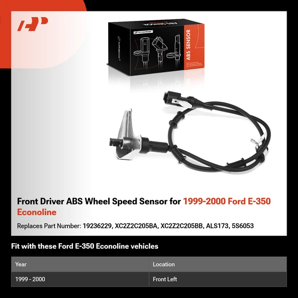 Front Driver ABS Wheel Speed Sensor for 1999-2000 Ford E-350 Econoline
