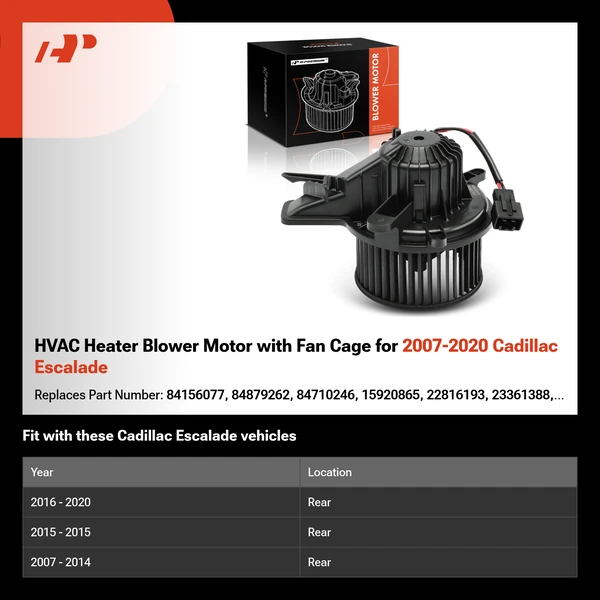 HVAC Heater Blower Motor with Fan Cage for 2007-2020 Cadillac Escalade