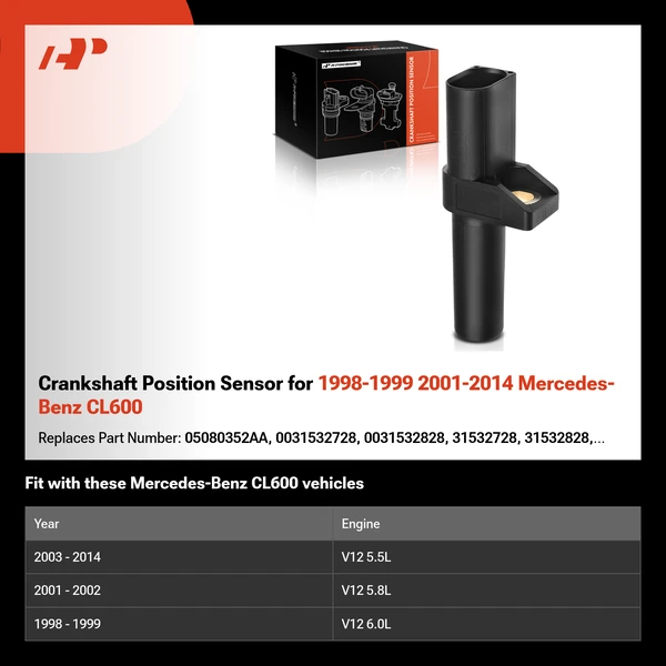 Crankshaft Position Sensor for 1998-1999 2001-2014 Mercedes-Benz CL600