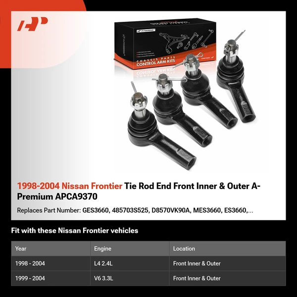1998-2004 Nissan Frontier Tie Rod End Front Inner & Outer A-Premium APCA9370