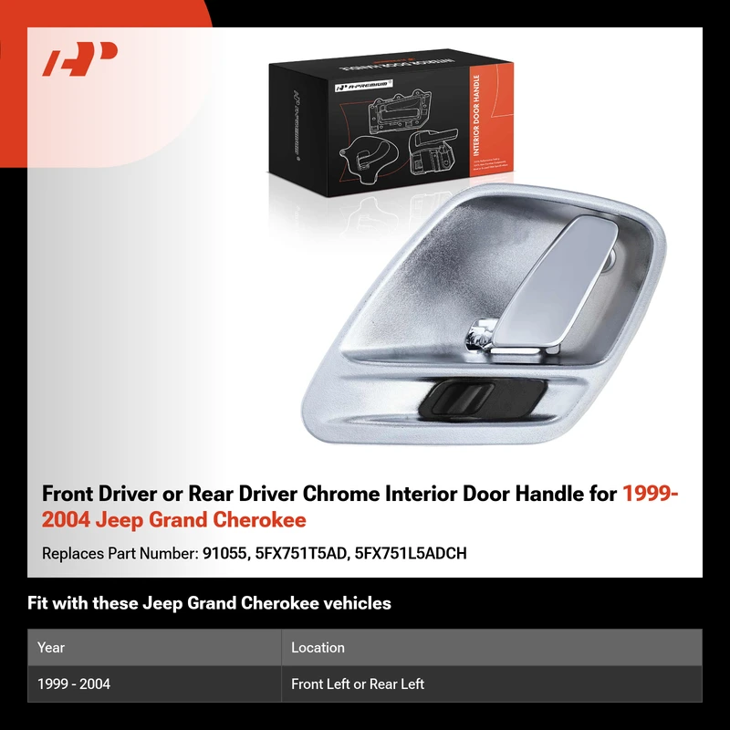 Front Driver or Rear Driver Chrome Interior Door Handle for 1999-2004 Jeep Grand Cherokee