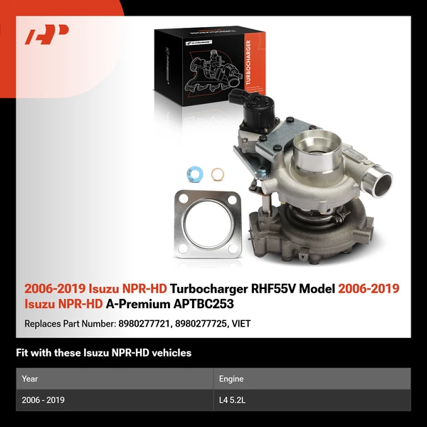 2006-2019 Isuzu NPR-HD Turbocharger RHF55V Model 2006-2019 Isuzu NPR-HD A-Premium APTBC253