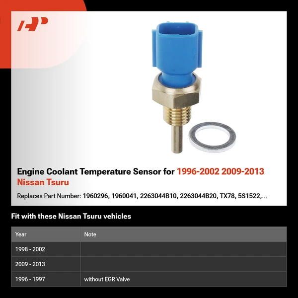 Engine Coolant Temperature Sensor for 1996-2002 2009-2013 Nissan Tsuru