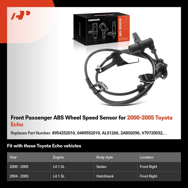 Front Passenger ABS Wheel Speed Sensor for 2000-2005 Toyota Echo