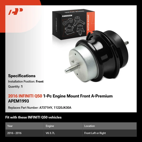 2016 INFINITI Q50 1-Pc Engine Mount Front A-Premium APEM1993