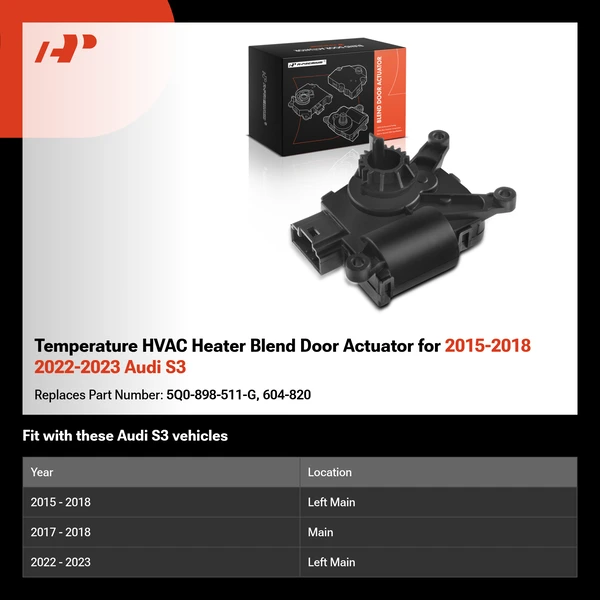 Temperature HVAC Heater Blend Door Actuator for 2015-2018 2022-2023 Audi S3