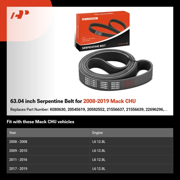 63.04 inch Serpentine Belt for 2008-2019 Mack CHU