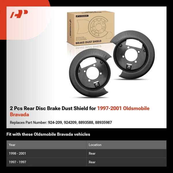 2 Pcs Rear Disc Brake Dust Shield for 1997-2001 Oldsmobile Bravada