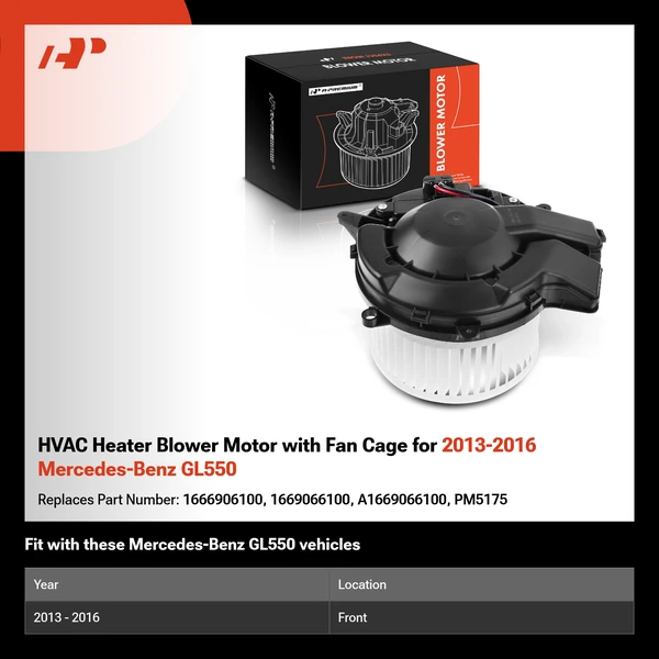 HVAC Heater Blower Motor with Fan Cage for 2013-2016 Mercedes-Benz GL550