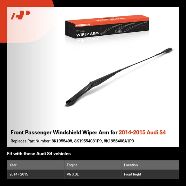 Front Passenger Windshield Wiper Arm for 2014-2015 Audi S4