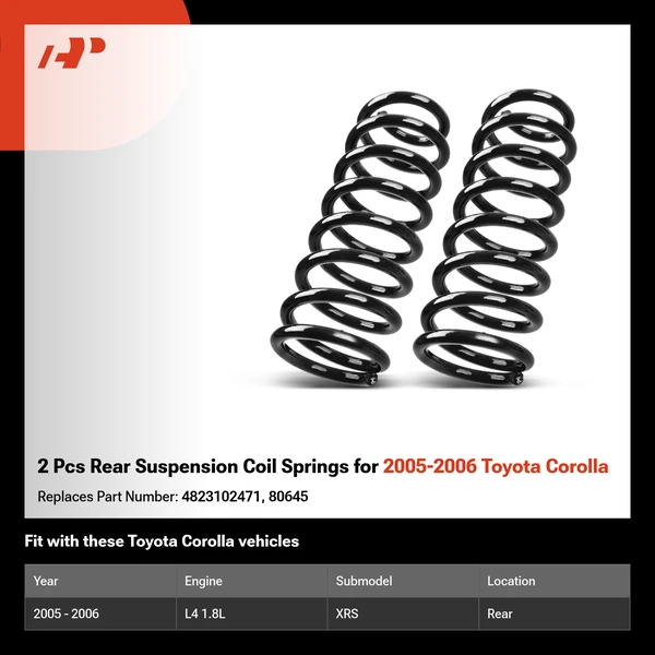 2 Pcs Rear Suspension Coil Springs for 2005-2006 Toyota Corolla