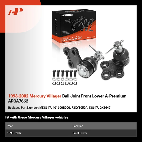 1993-2002 Mercury Villager Ball Joint Front Lower A-Premium APCA7662