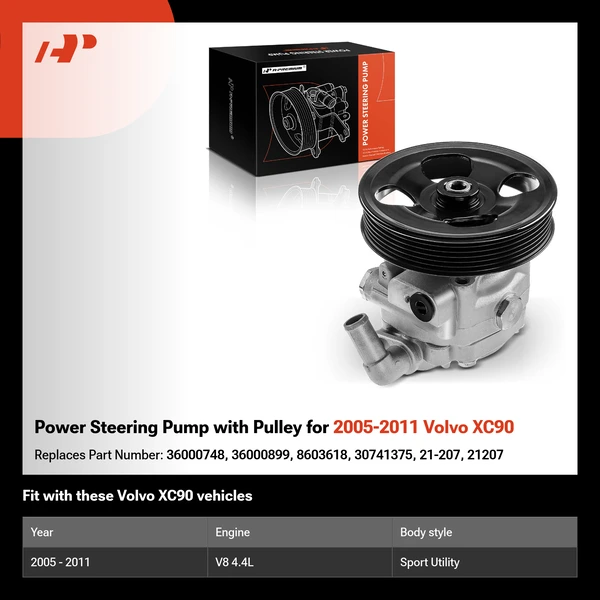 Power Steering Pump with Pulley for 2005-2011 Volvo XC90