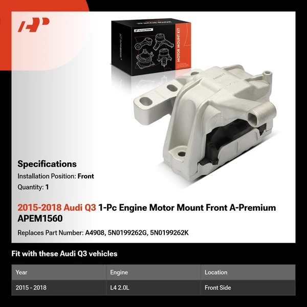 2015-2018 Audi Q3 1-Pc Engine Motor Mount Front A-Premium APEM1560