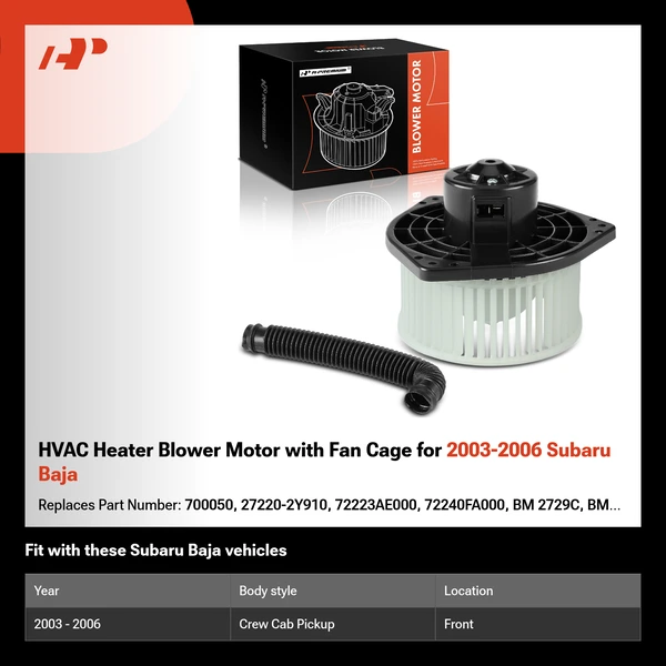 HVAC Heater Blower Motor with Fan Cage for 2003-2006 Subaru Baja