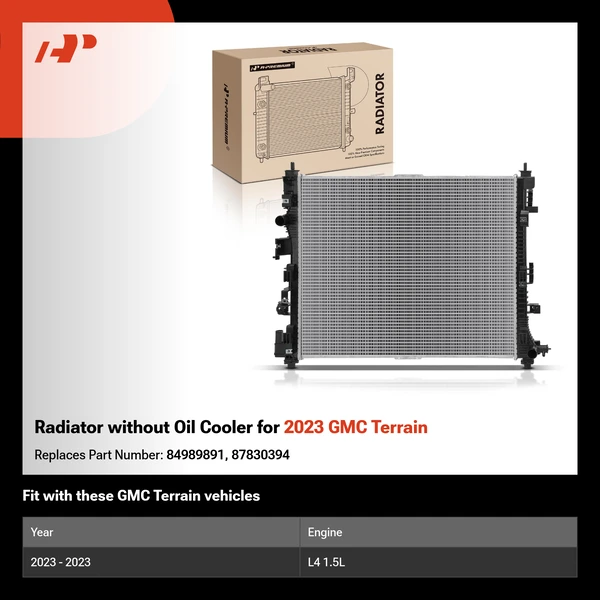 Radiator without Oil Cooler for 2023 GMC Terrain