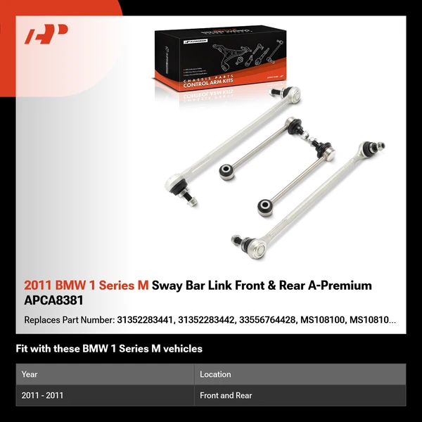 2011 BMW 1 Series M Sway Bar Link Front & Rear A-Premium APCA8381