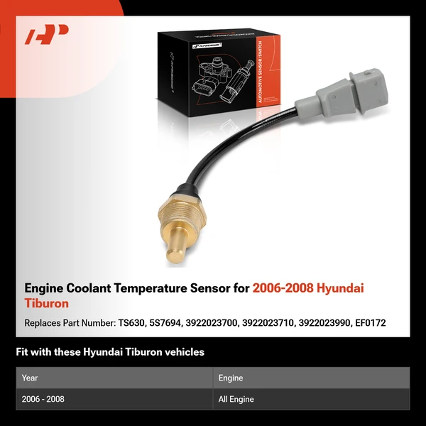Engine Coolant Temperature Sensor for 2006-2008 Hyundai Tiburon