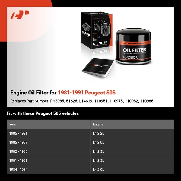 Engine Oil Filter for 1981-1991 Peugeot 505
