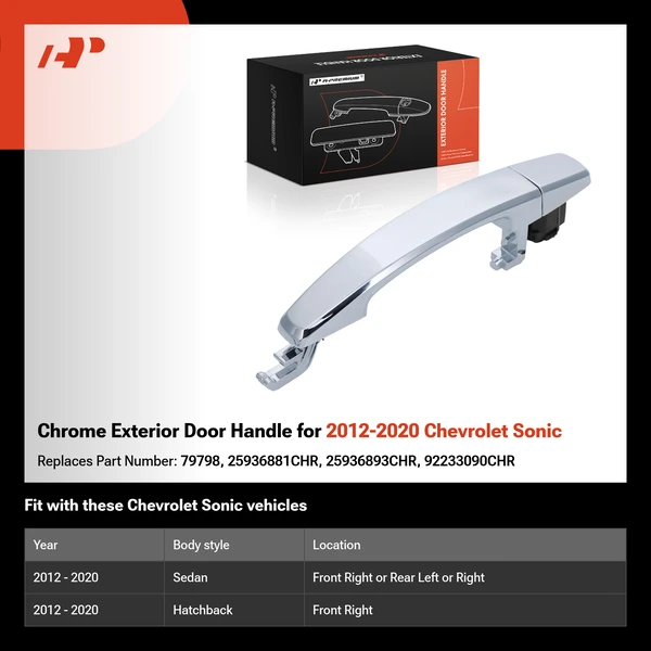 Chrome Exterior Door Handle for 2012-2020 Chevrolet Sonic