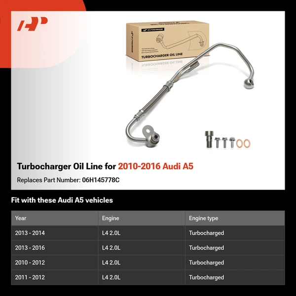 Turbocharger Oil Line for 2010-2016 Audi A5
